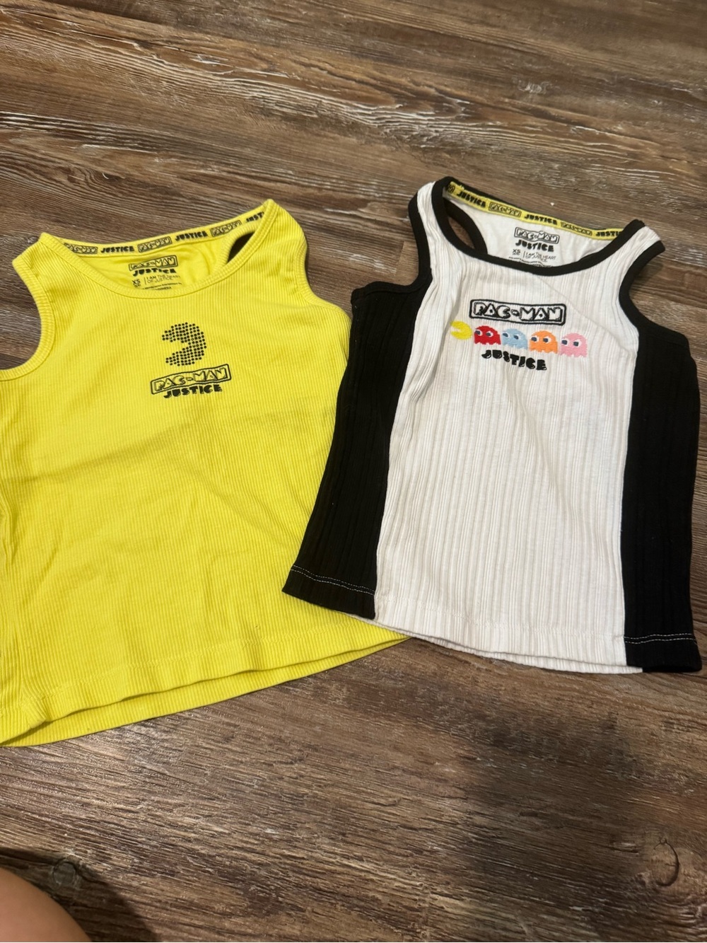 Two Justice Pac-Man Yellow Ribbed Tank Top for Kids